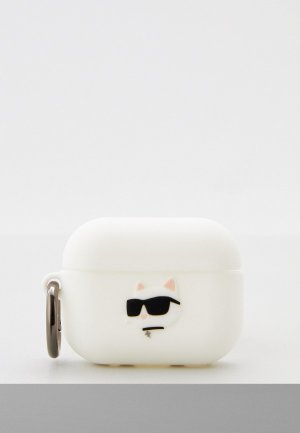 Чехол для наушников Karl Lagerfeld Airpods Pro 2 силиконовый Silicone. Цвет: белый