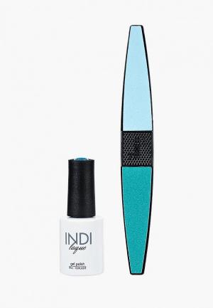 Набор для ухода за ногтями Runail Professional пилка ногтей и Гель-лак INDI laque, 9 мл №3574. Цвет: синий
