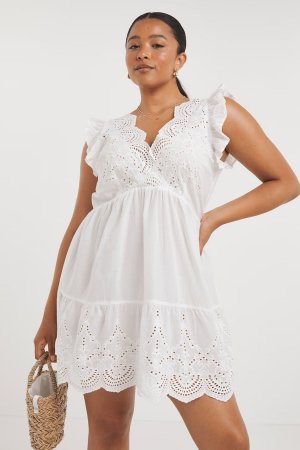 Белое пляжное мини-платье Sicily с отделкой ракушками на спине , белый Figleaves