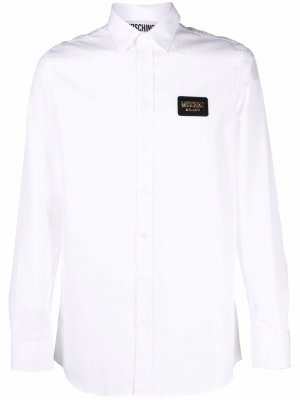 Рубашка с длинными рукавами и логотипом Moschino. Цвет: белый