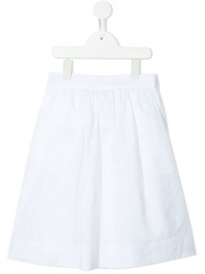 Пышная юбка с логотипом FF Fendi Kids. Цвет: белый
