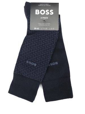 Набор из двух пар хлопковых носков BOSS. Цвет: синий