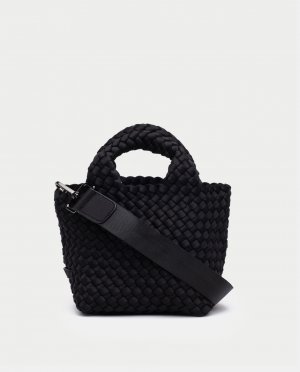 Маленькая черная плетеная сумка со съемным ремнем через плечо , черный Naghedi