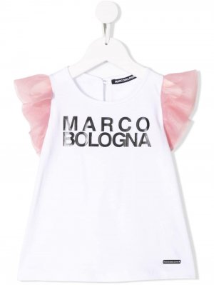 Топ с логотипом Marco Bologna Kids. Цвет: белый