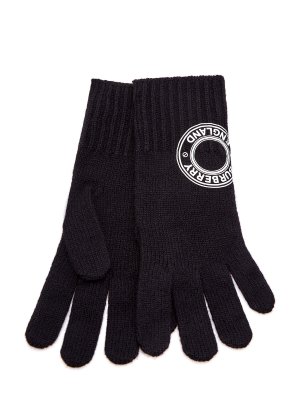 Кашемировые перчатки с контрастным макро-логотипом BURBERRY. Цвет: черный