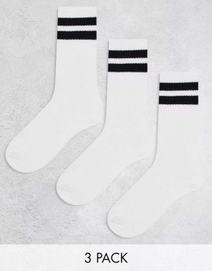 3 пары спортивных носков белого цвета Bershka