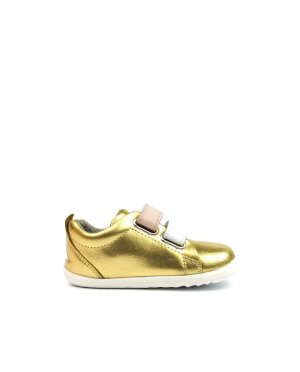 Детские спортивные туфли из золотой кожи для девочек с двойной застежкой-крючком , Bobux