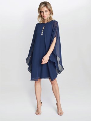 Шифоновое платье-кейп Laura, весенний темно-синий Gina Bacconi