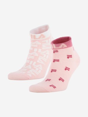 Носки для девочек , 2 пары, Розовый, размер 25-27 FILA. Цвет: розовый