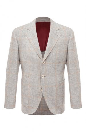Шерстяной пиджак Brunello Cucinelli. Цвет: серый