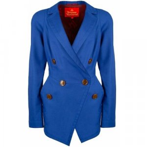 Пиджак , средней длины, силуэт прилегающий, размер 46, синий Vivienne Westwood. Цвет: синий