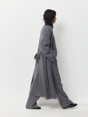 Пальто-кардиган из шерсти альпаки 12 STOREEZ. Цвет: темно-серый