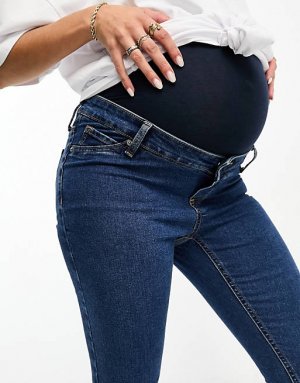 Голубые джинсы скинни с завышенной талией ASOS DESIGN Maternity