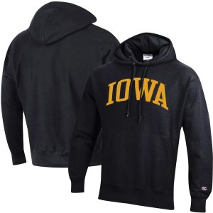 Мужской пуловер с капюшоном Iowa Hawkeyes Team Arch обратного переплетения черного цвета Champion. Цвет: черный