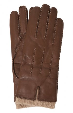 Кожаные перчатки TR Handschuhe. Цвет: коричневый