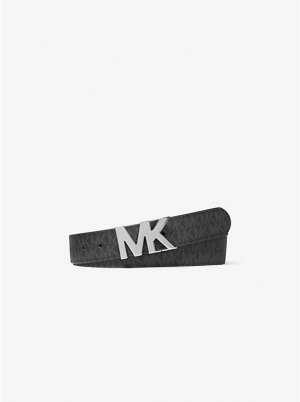 Двусторонний ремень с пряжкой логотипом , черный Michael Kors Mens