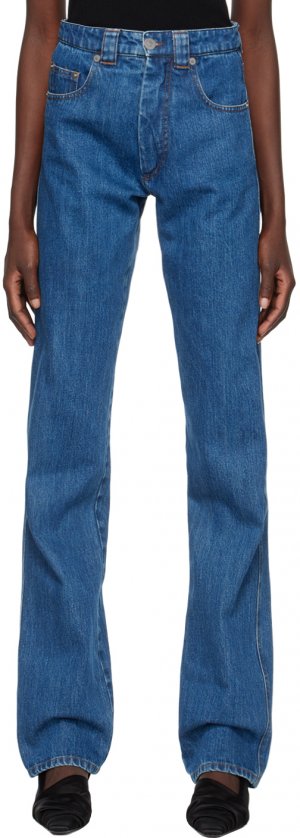 SSENSE Эксклюзивные синие джинсы прямого кроя Kwaidan Editions
