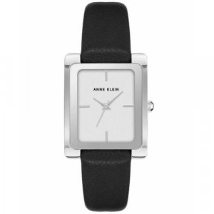 Наручные часы Leather 4029SVBK, серебряный, черный ANNE KLEIN. Цвет: белый/черный/серебристый