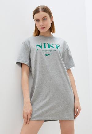Платье Nike W NSW  SS DRESS GFX. Цвет: серый