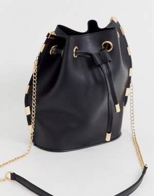 Вместительная сумка-мешок с отделкой Yoki-Черный Yoki Fashion