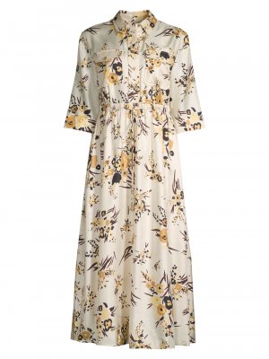 Шелковое платье-рубашка Drip Bouquet , разноцветный Tory Burch