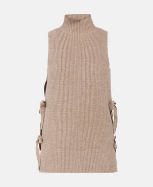 Джемпер без рукавов с высоким воротником, серо-коричневый Calvin Klein