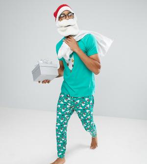 Новогодняя пижама с принтом бороды Санты Off-Duty. Цвет: зеленый