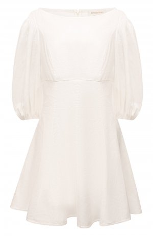 Льняное платье Zimmermann. Цвет: белый
