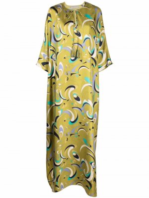 Платье с длинными рукавами и принтом Itinerari Emilio Pucci. Цвет: зеленый
