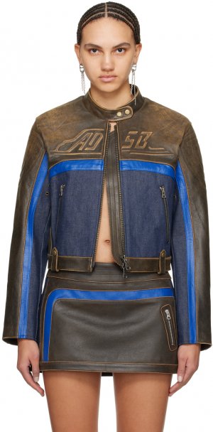 Синяя кожаная куртка Racing Andersson Bell
