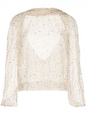 Полупрозрачная блузка с геометричным узором 2010-х годов Louis Vuitton. Цвет: коричневый
