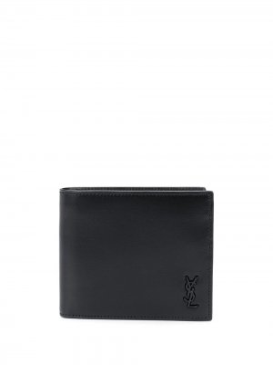Бумажник с металлическим логотипом Saint Laurent. Цвет: черный