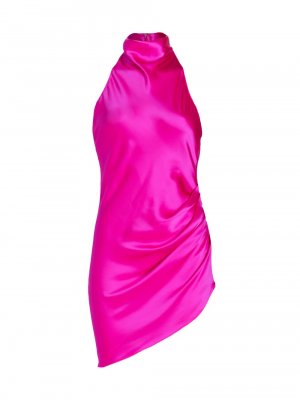 Атласное мини-платье Samba с лямкой на шее , розовый Amanda Uprichard