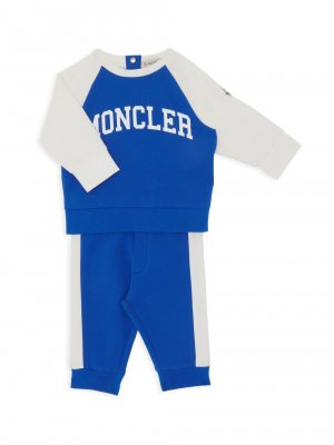 Комплект из эластичной хлопковой толстовки и спортивных штанов с логотипом для мальчиков маленьких , зеленый Moncler