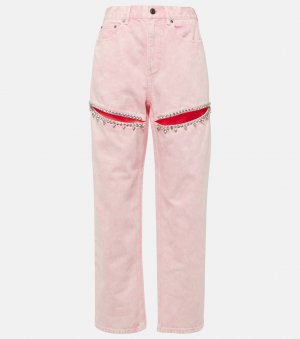 Прямые джинсы с декорированным сердцем , розовый Area