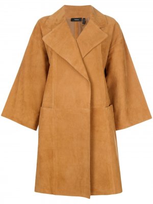 Oversized cropped sleeve coat Theory. Цвет: коричневый