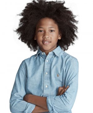 Спортивная рубашка из хлопка шамбре для больших мальчиков , синий Polo Ralph Lauren