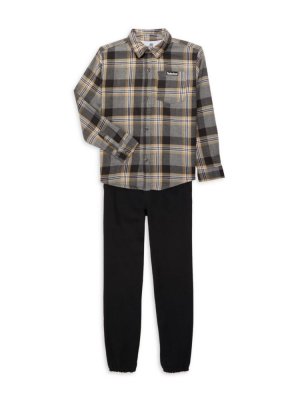 Комплект из двух предметов: рубашка и брюки в клетку для мальчика , черный Timberland