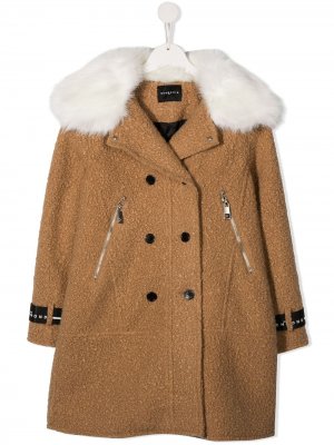 Пальто с воротником из искусственного меха John Richmond Junior. Цвет: коричневый
