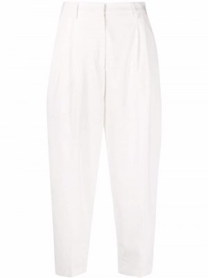Укороченные зауженные брюки Blanca Vita. Цвет: белый