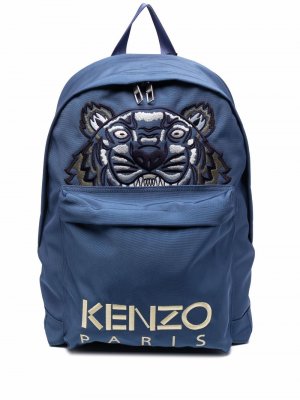 Tiger-print zip-up backpack Kenzo. Цвет: синий