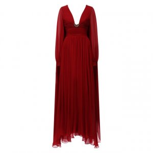 Шелковое платье Elie Saab. Цвет: красный