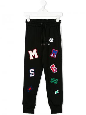 Спортивные брюки с принтом логотипа и аппликациями Msgm Kids