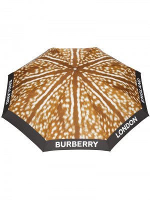Зонт с анималистичным принтом Burberry. Цвет: коричневый