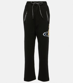 Спортивные брюки из хлопкового джерси с принтом orb , черный Vivienne Westwood
