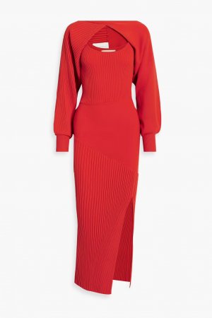 Многослойное платье макси в рубчик Alixia с вырезами , цвет Tomato red Nicholas
