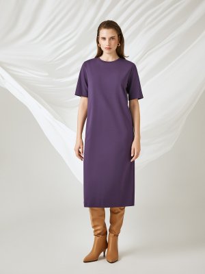 Платье трикотажное с коротким рукавом Elis. Цвет: темно-фиолетовый