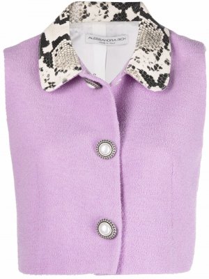 Укороченная блузка с контрастным воротником Alessandra Rich. Цвет: фиолетовый