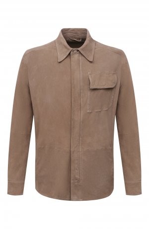 Замшевая рубашка Giorgio Armani. Цвет: бежевый
