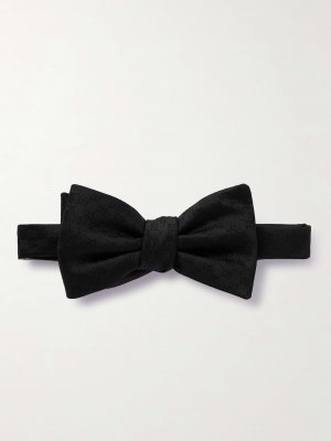 Жаккардовый галстук-бабочка из шелковой саржи с логотипом GUCCI, черный Gucci